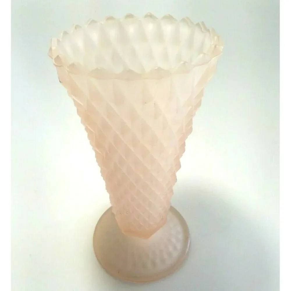 Vintage Pink Satin Frosted Depression Glass 8